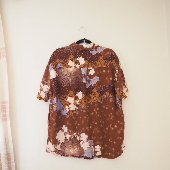 We The Free People Brown Good Vibes Button Down Short Sleeve Shirt sz M - Picture 7 of 8